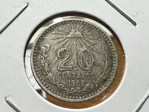 1906 MEXICO SILVER 20 CENTAVOS BETTER DATE - Picture 1 of 2