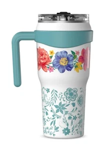 Vaso y pajita de acero inoxidable The Pioneer Women Brilliant Blooms 40 OZ nuevo con etiquetas - Imagen 1 de 3