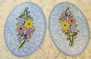Vintage Temptations by Tara Pair of Blue Floral Trivets Retro - Nice! - Picture 1 of 5