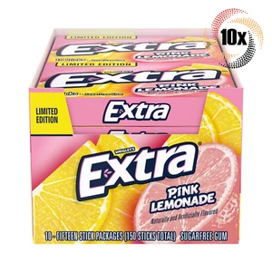 Full Box 10x Pack Wrigley's Extra Pink Lemonade Gum | 15 Stick Each | Sugar Free - Picture 1 of 2