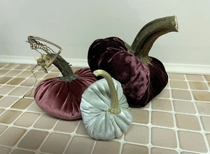 3 Samtkürbisse mit echten Stielen - Bild 1 von 2