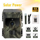 Solar 4K 50MP Trail Camera Wildlife Hunting Cam IR Night Vision No Glow LEDs