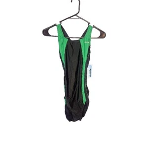 Sporti Piped Splice Wide Strap One Piece Badeanzug Schwarz Grün Brandneu Gr. 36 - Bild 1 von 5