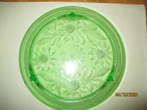 Jeanette SONNENBLUME Glas KUCHENTELLER Floral FUSS Depression VINTAGE 10" grün - Bild 1 von 6