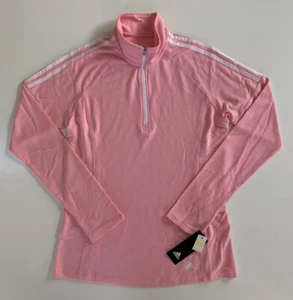 Adidas Golf Women's French Terry 1/4 Zip UPF50 Shirt Jacket Light Pink M L - Picture 1 of 9