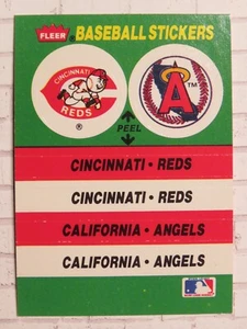 Fleer Baseball TRADING CARD Sticker: Cincinnati Reds & California Angels Stadium - Bild 1 von 2