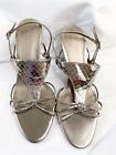  Fioni Metallic Silver Night Strappy Ankle Slingback Heel Shoes Sz8 #0464