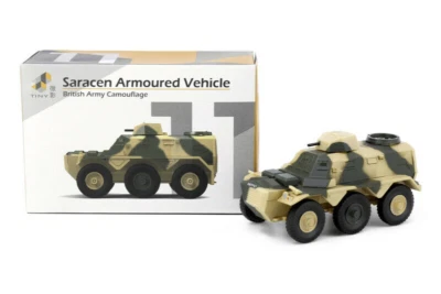 Tiny 1:72 Saracen APC British Army Desert Camouflage Diecast Model Car in box - Image 1 of 4
