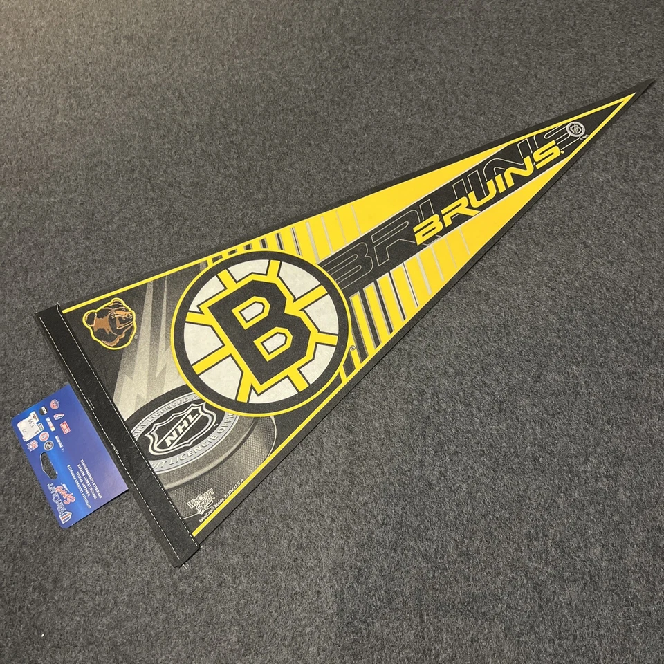 Vtg 90s BOSTON BRUINS WINCRAFT NHL FELT PENNANT - 29-1/2"x12" - Image 1 of 4