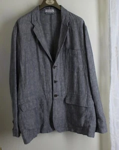 Madda Fella Sz XL Breezy Men's Beachy Gray Denim 100% Linen Blazer Jacket - Picture 1 of 11