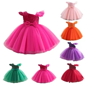Little Girl Party Dance Dress Sequin Princess Ball Dress - Picture 1 of 30