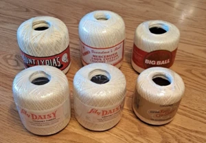 Hilo de ganchillo 6 carretes crema crudo margarita tía Lydia abrigos bola grande abuelas mejor - Imagen 1 de 4