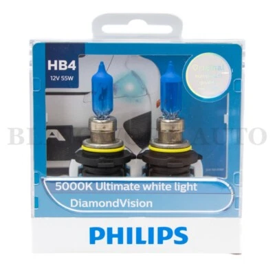 (PAIR) Philips HB4 9006 Diamond Vision 5000K White Light Halogen Bulbs Globes - Image 1 of 4