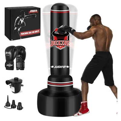 Stehender Boxsack Set 180cm PVC Ba sschlaghandschuhe Luftpumpe Fitness - Bild 1 von 4