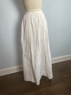 Falda eduardiana blanca estampada algodón años 1900 1910 victoriana Foto 1 de 4