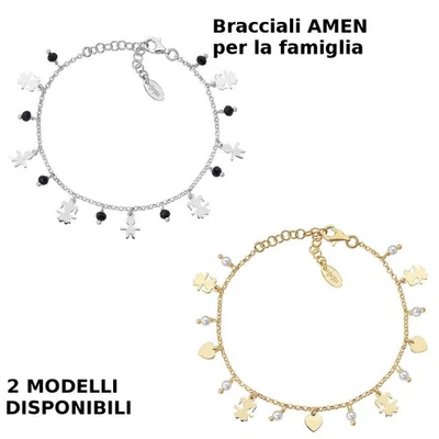Bracciale Donna Amen Mamma Bimbo Bimba Cuore Nascita Figli Argento 925 o Dorato - Immagine 1 di 2