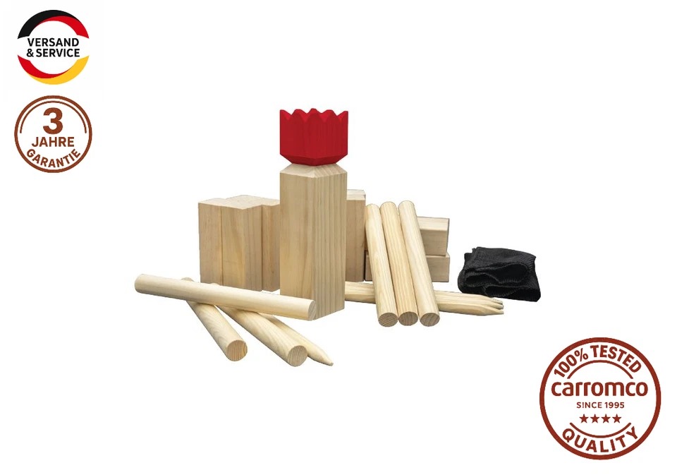CARROMCO ORIGINAL WIKINGERSCHACH ODIN-M Kubb Kiefernholz rot König Tasche