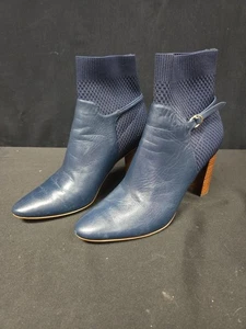 Cole Haan Camille Ankle Boots Booties Shoes Womens Size 10 Blue Leather Pull On - Picture 1 of 7