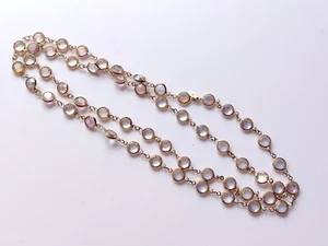 Retro Vintage Swarovski Swan Aurora Borealis Bezel Set Necklace Matinee Length - Picture 1 of 7