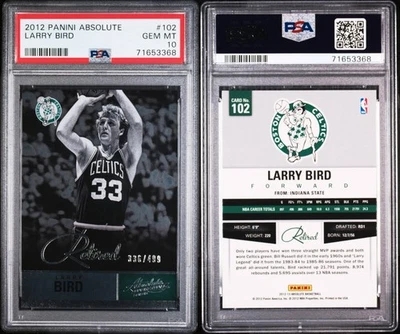 2012-13 Panini Absolute #102 Larry Bird #336/499 Boston Celtics HOF PSA 10 - Image 1 of 3