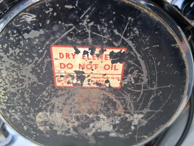 DRY ELEMENT DO NOT OIL Triumph T120 T20 air filter sticker red/yellow 1965-66 - Image 1 of 4