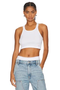 Camiseta sin mangas Revolve Cropped Classic Racer Alexander Wang blanca talla M nueva - Imagen 1 de 4