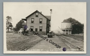 RPPC Railroad Bahnhof Depot ELY VT Vermont Echtfoto Postkarte - Bild 1 von 2