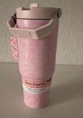 Vaso Juicy Couture Pink Cheetah 30 OZ acero inoxidable mango de gran tamaño Foto 1 de 4