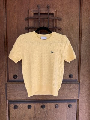 Suéter tejido con cable amarillo para mujer Lacoste talla M Foto 1 de 2