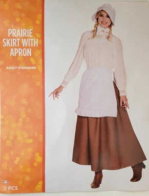 Halloween Thanksgiving Adult Women Costume - Prairie Skirt with Apron - Pioneer  - Image 1 of 4