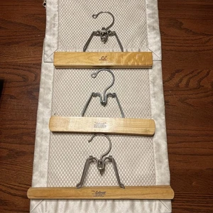 SETWELL Vintage SET Of 3 Wood Wooden Clamp 10 & 13” Hangers for Dress Pant Skirt - Picture 1 of 4