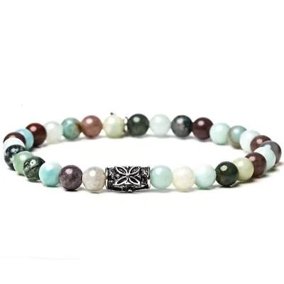 Bracciale Unisex GERBA 420 Elastico con Pietre Naturali e Argento 925 - Immagine 1 di 2