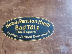 Hotel & Pension Hiedl Bad Tolz-Jod Badehaus Vintage 1900er Gepäckanhänger - Bild 1 von 2