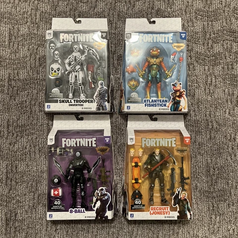 LOT OF 4  Fortnite Legendary Series: Skull Trooper, 8-Ball, Recruit, Fish stick Cover