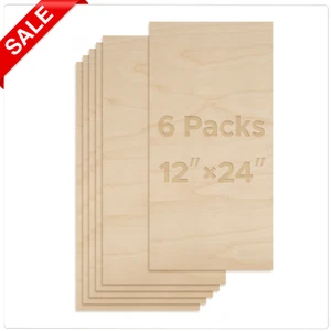 Secondhand 6 Pack Birch Plywood Sheets 12x24 1/8" Thick f/Laser Engraver Cutter - Picture 1 of 10