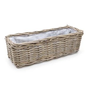 Rattan Pflanz Kasten eckig - 60 x 22 cm - Weide Flecht Blumen Korb Topf Folie - Bild 1 von 4