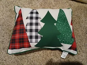 Mainstays Christmas Indoor Outdoor Lumbar Pillow with Trees Waterproof - Picture 1 of 3