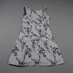 Cue Womens A-Line Dress 10AU Small Black White Striped Summer Party Fit & Flare - Picture 1 of 9