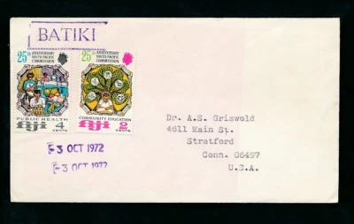 FIJI BATIKI EN CAJA CANCELAR 1972 a EE. UU. Foto 1 de 2