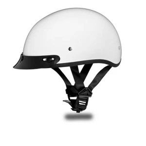 Daytona Helmet Skull Cap 1/2 Open Face Hi-Gloss White DOT Motorcycle Helmet - Picture 1 of 6