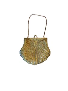 Vtg Walborg Beaded Scalloped Purse/ Handbag / Clutch; Chain Strap; 50's-60's - Picture 1 of 5