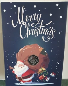 2017 Diamond Finish Santa Gibraltar 50p Fifty Pence Christmas Card BUNC  - Picture 1 of 5