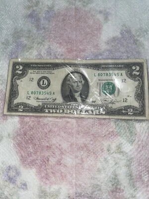 2 Dollar Bill 1976 Serial L 80783545 A Rare - Image 1 of 2