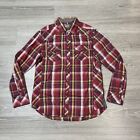 Buckle BKE Shirt Men's L Standard Fit Long Sleeve Red Plaid Pearl Snap Button Up