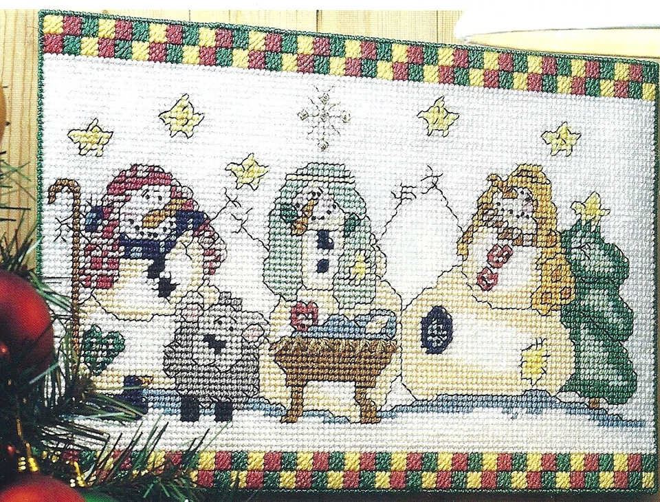 **SNOWMAN MANGER TO  STITCH**PLASTIC CANVAS PATTERN** - Image 1 of 1