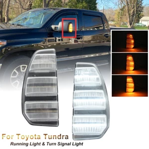 2x Luces LED blancas ámbar retrovisor de remolque intermitentes para Toyota Tundra 07-21 - Imagen 1 de 8
