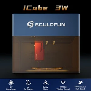 SCULPFUN iCube 3W Laser Gravierer & Cutter - Rauchfilter, Alarm, EU Plug - Bild 1 von 22