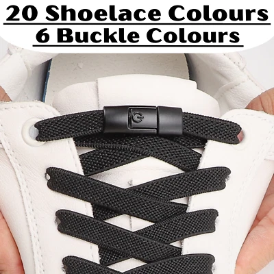 No Tie Elastic Shoe Laces Quick Lock Multi Colours Flat Shoelaces Kids Adult UK - Image 1 of 4