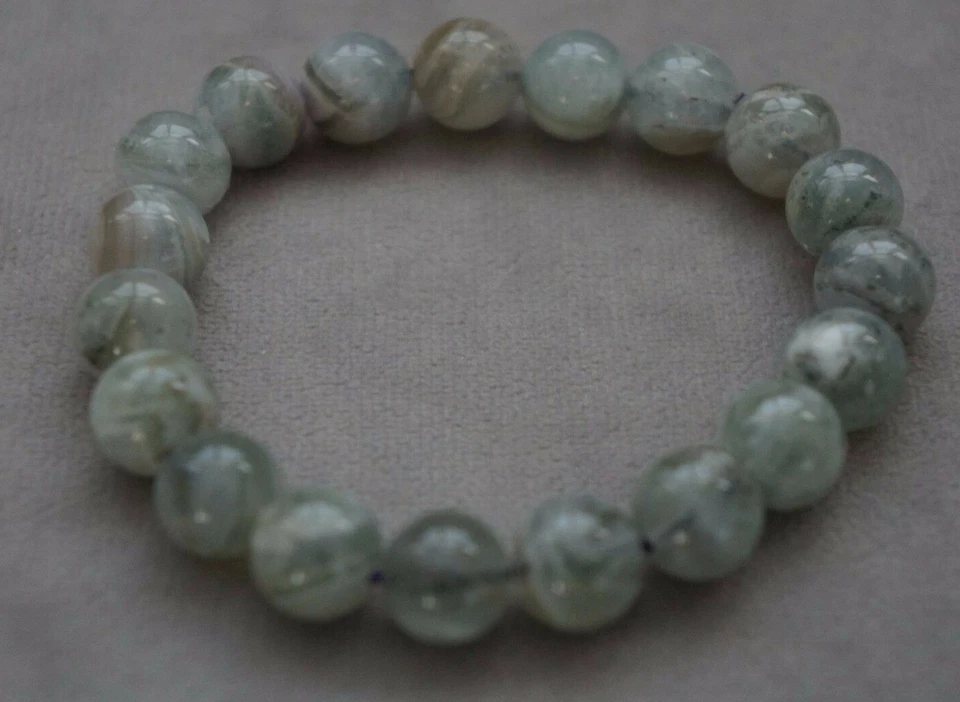 Nova Pulseira Elástica Calmante de Cura Unissex Pedra Semi Preciosa Cinza Ametista - Imagem 1 de 4