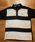 Vntage Fred Perry Polo Shirt Mens Large L Striped Logo 90s Y2k Pique Cotton MOD
